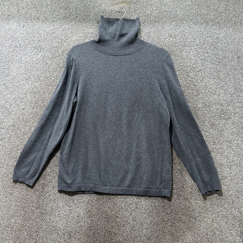 Talbots Turtleneck Sweater Womens Large‎ Gray Cotton Blend Classic Timeless